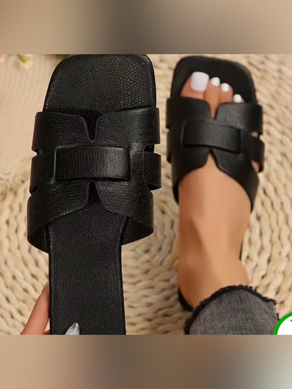 Black Slide Sandals for Women - Classic Open-Toe Slip-Ons